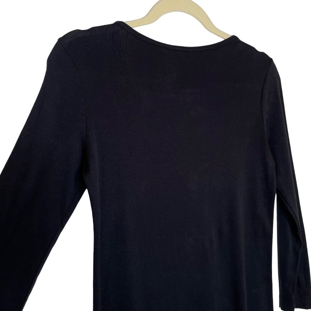 XCVI Black Embellished Scoop Neck 3/4 Sleeve Top, S - Picture 4 of 10